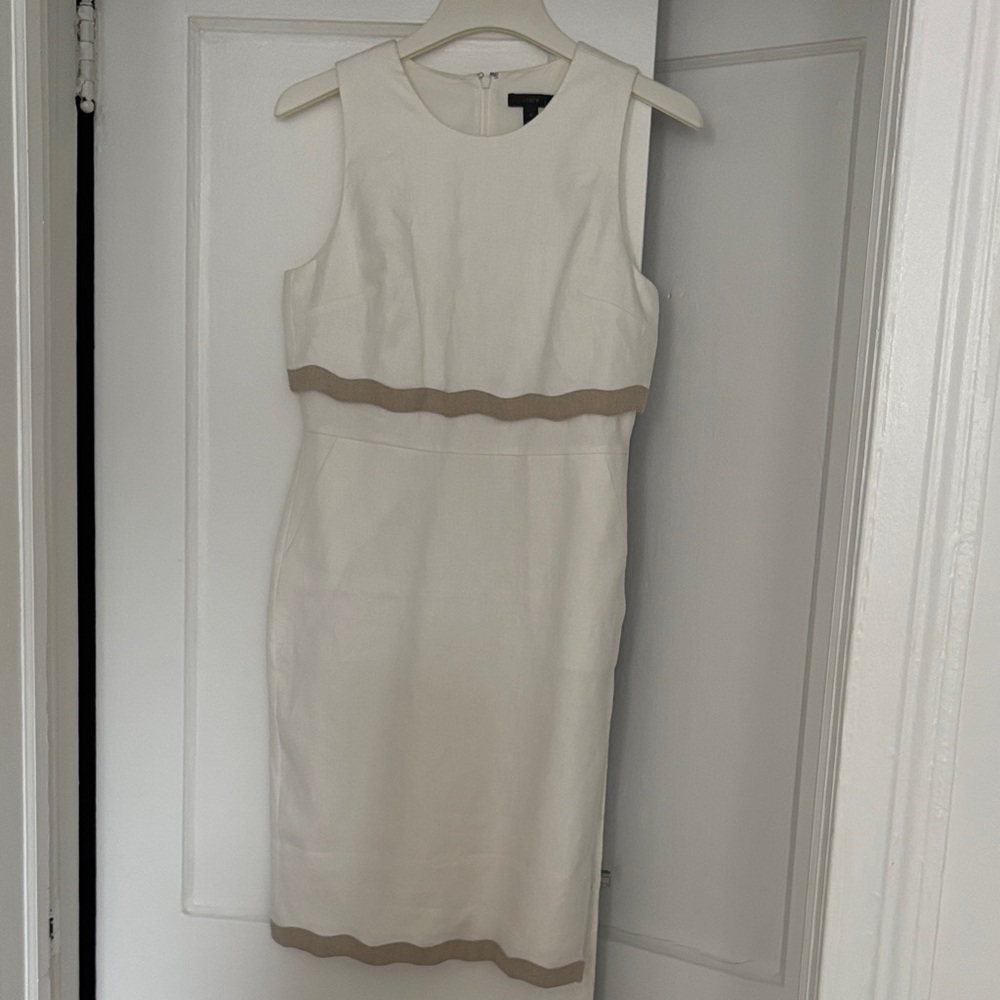 J. Crew Linen White and Tan Dress- new and unworn